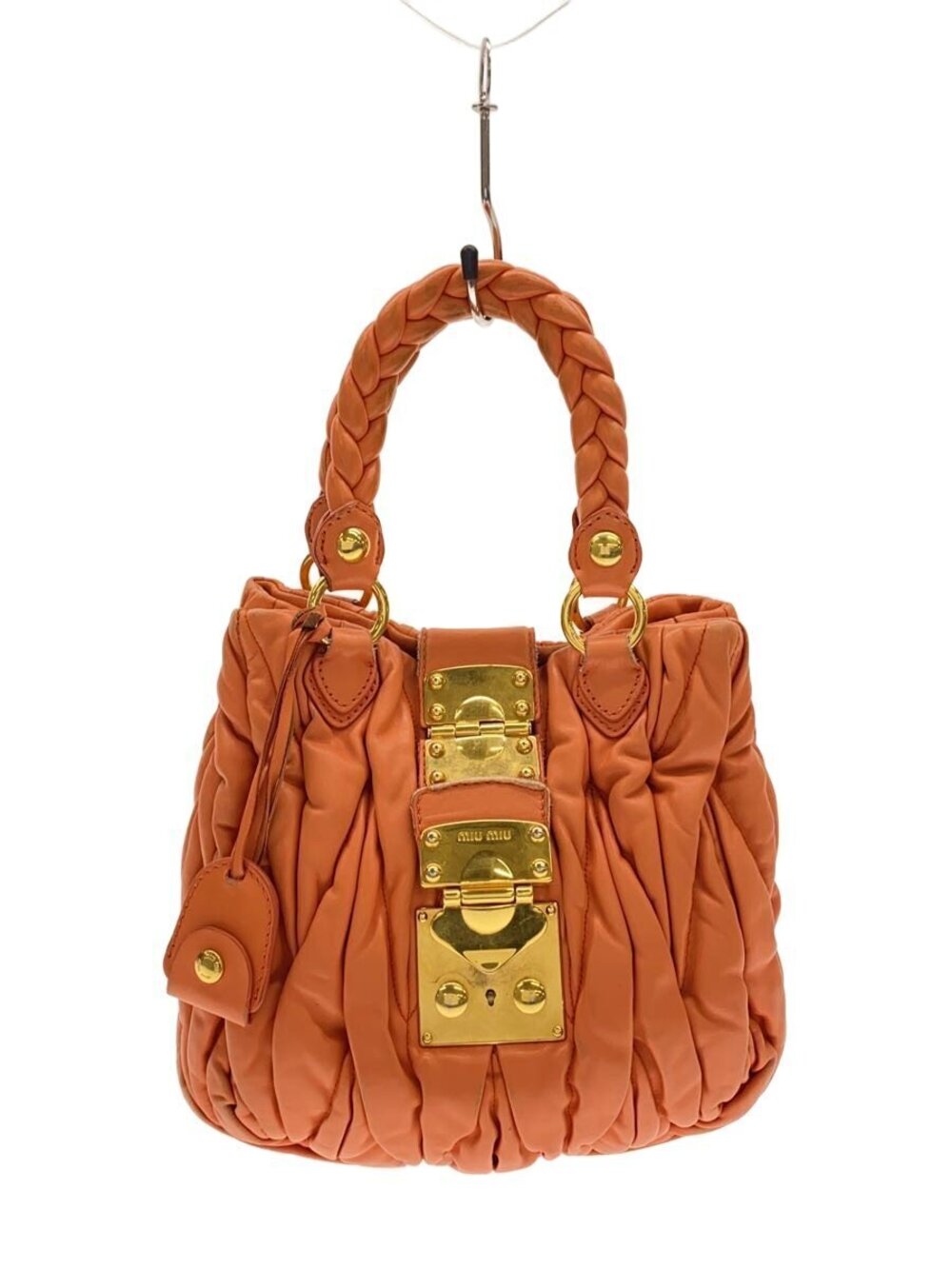 Miu Miu Handbag Matelasse Leather Orange